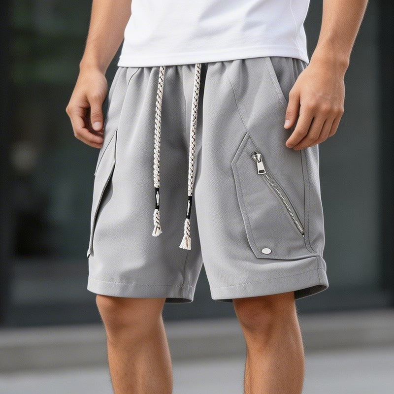 Relaxed Drawstring Zip Pocket Shorts