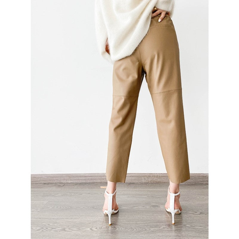 Relaxed Faux Leather Cropped Pants
