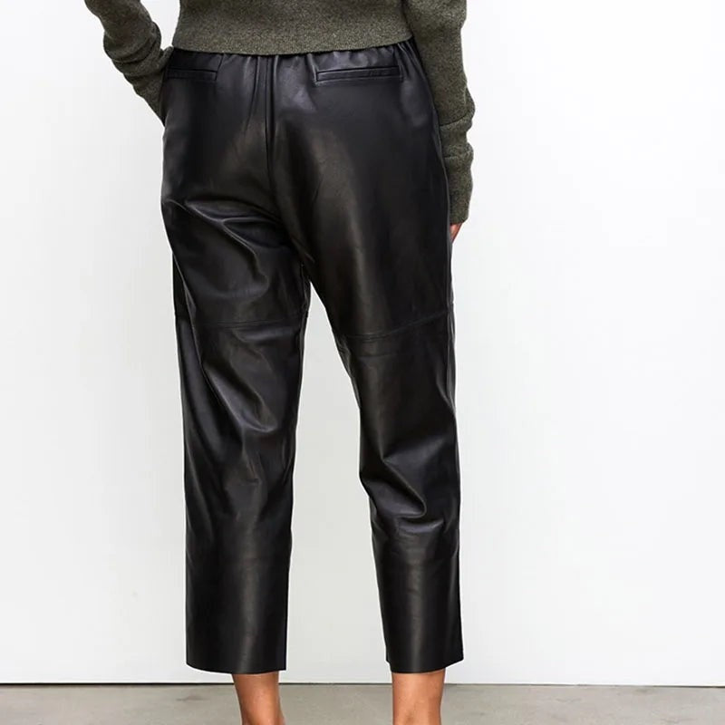 Relaxed Faux Leather Cropped Pants