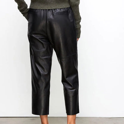 Relaxed Faux Leather Cropped Pants