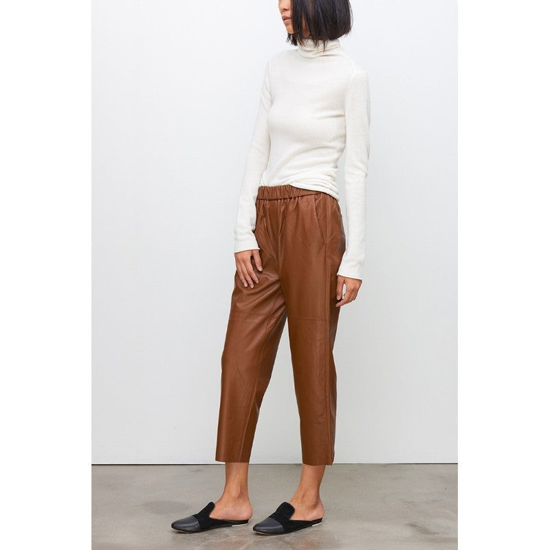 Relaxed Faux Leather Cropped Pants