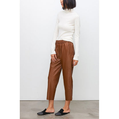 Relaxed Faux Leather Cropped Pants