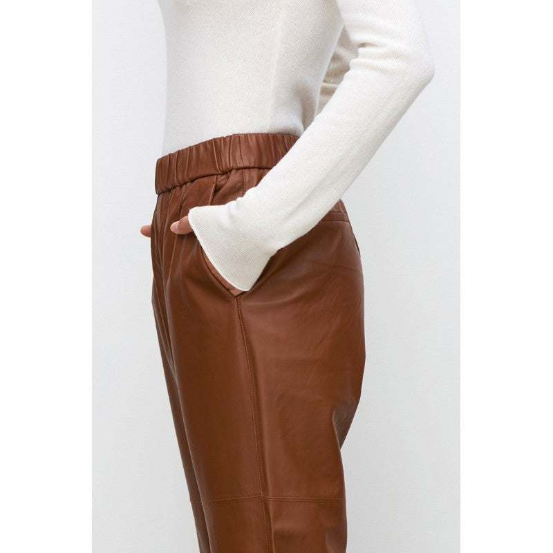 Relaxed Faux Leather Cropped Pants