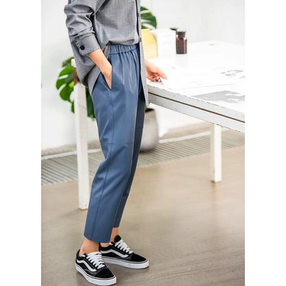Relaxed Faux Leather Cropped Pants