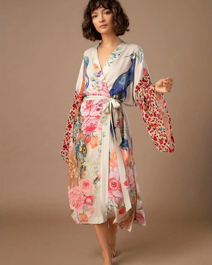 Relaxed Kimono Sleeve Midi Cover Up