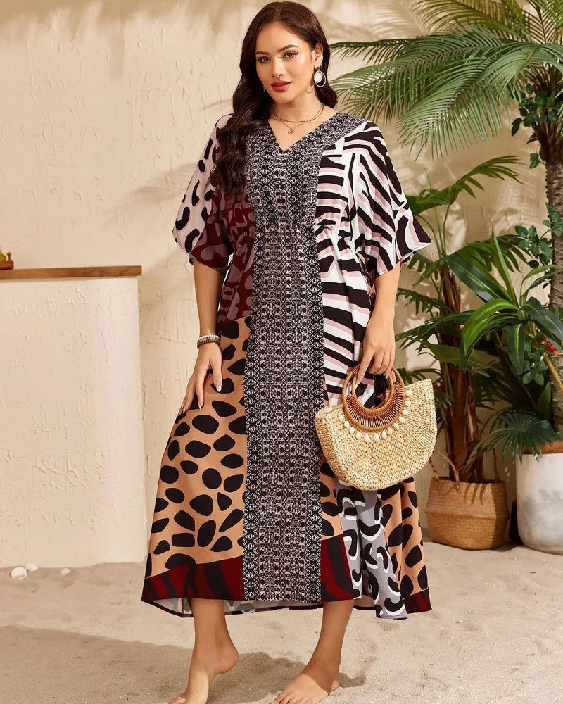 Plus Size Relaxed Kimono Sleeve Midi Cover Up