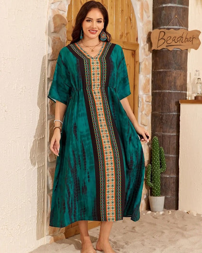 Plus Size Relaxed Kimono Sleeve Midi Cover Up