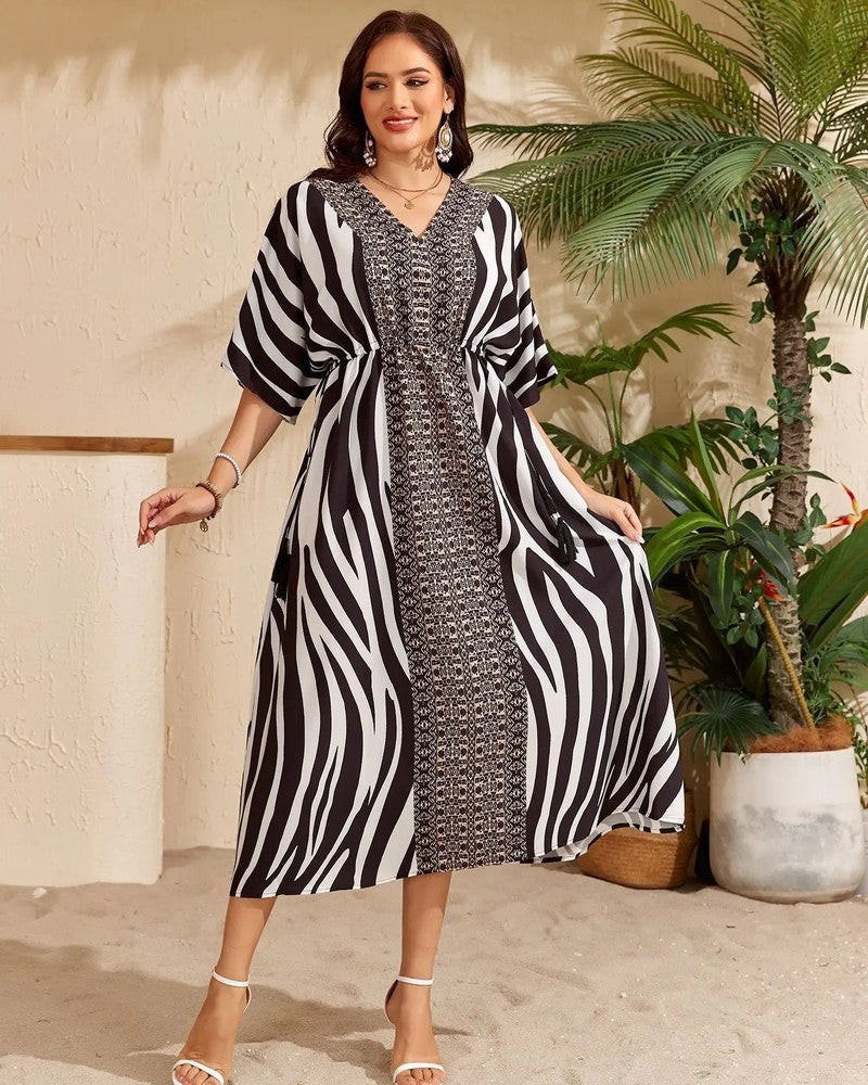 Plus Size Relaxed Kimono Sleeve Midi Cover Up