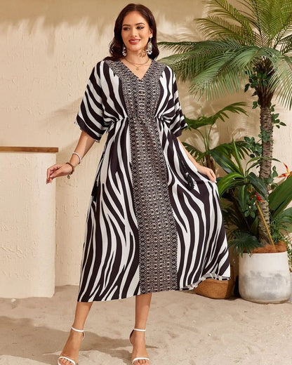 Plus Size Relaxed Kimono Sleeve Midi Cover Up