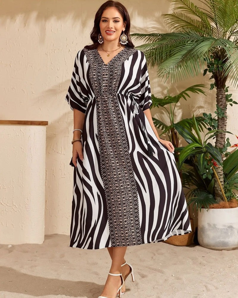 Plus Size Relaxed Kimono Sleeve Midi Cover Up