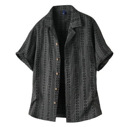 Relaxed Patterned Linen Button-Up Shirt