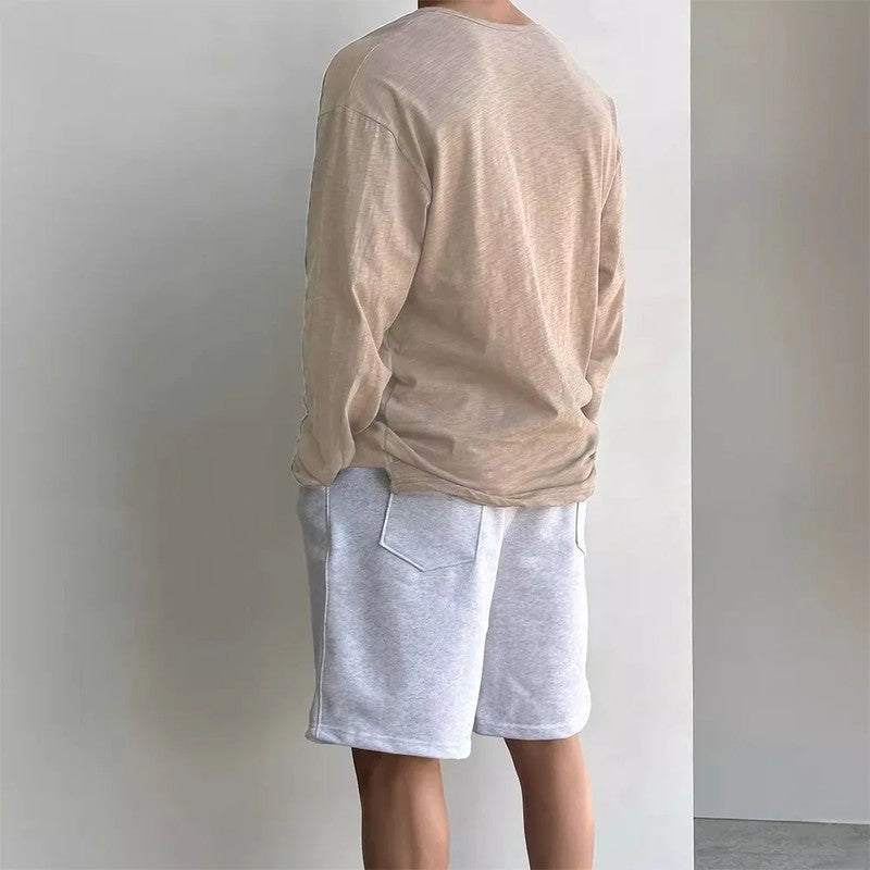 Relaxed Slub Knit Long Sleeve Henley