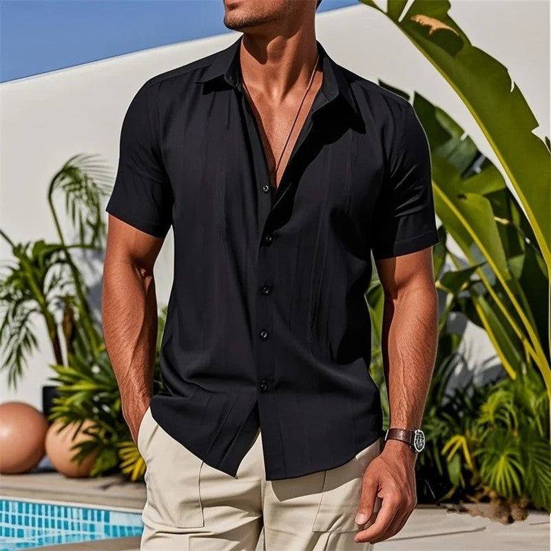 Relaxed Spread Collar Button-Up Shirt