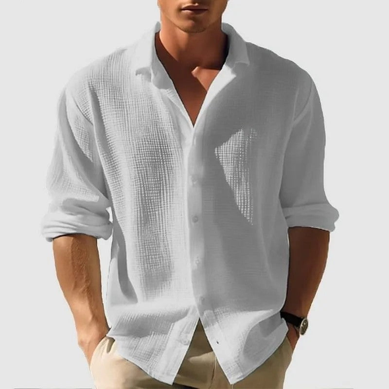 Relaxed Textured Button-Up Shirt