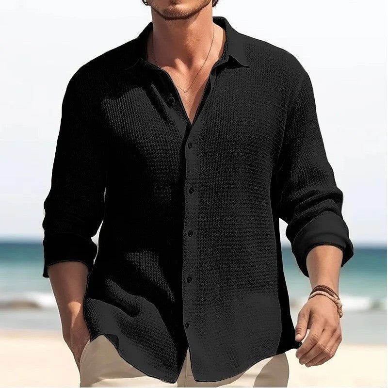 Relaxed Textured Button-Up Shirt