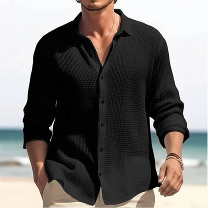 Relaxed Textured Button-Up Shirt