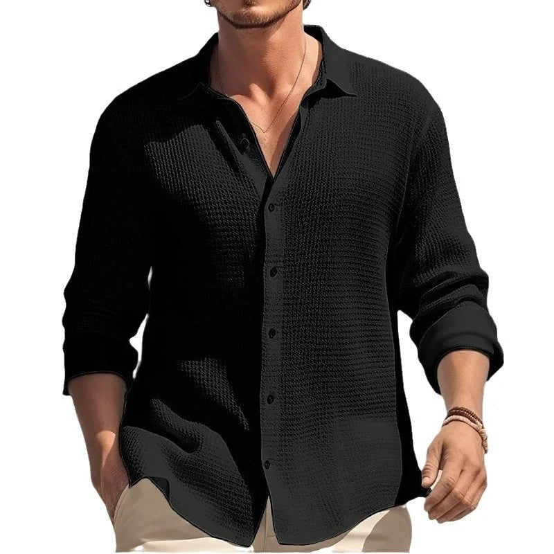 Relaxed Textured Button-Up Shirt