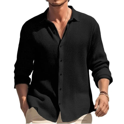 Relaxed Textured Button-Up Shirt