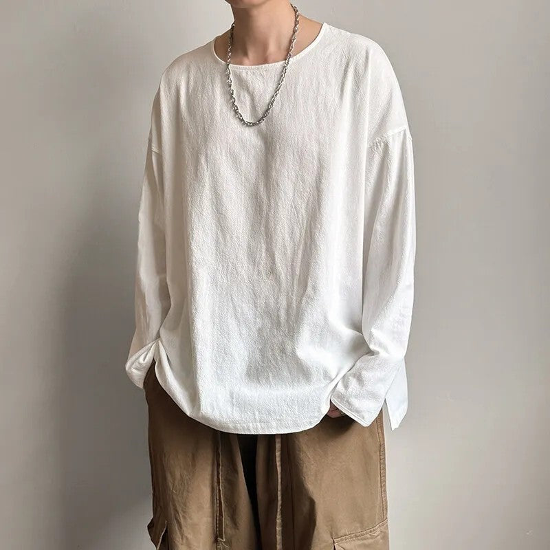 Relaxed Textured Long Sleeve Shirt