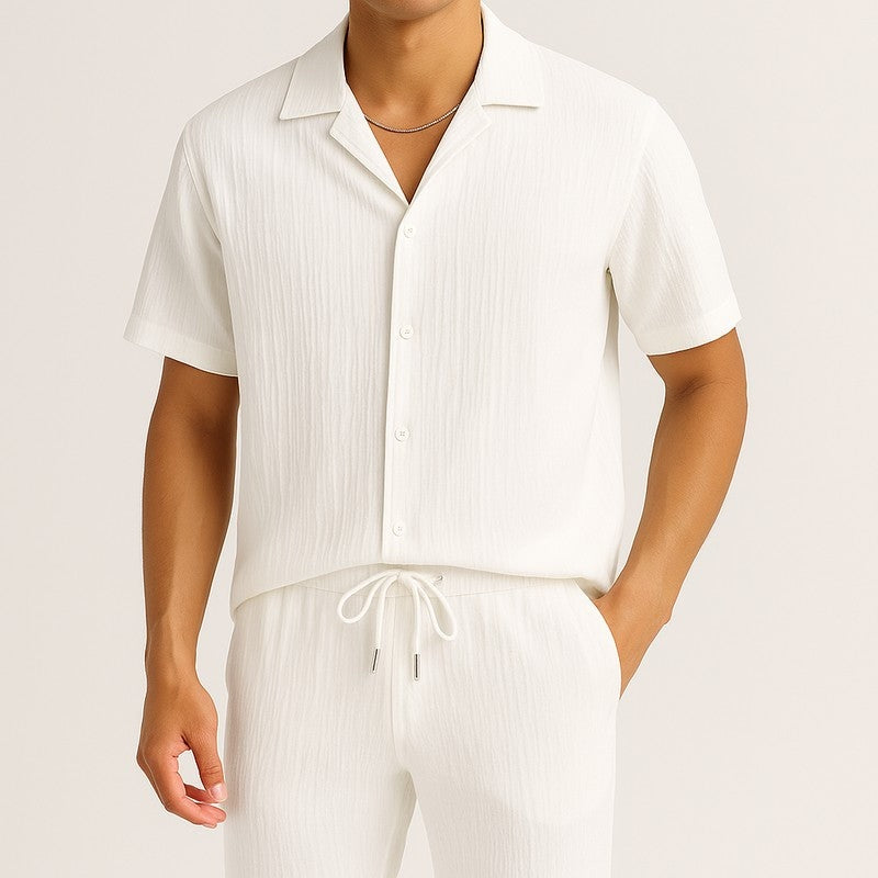 Relaxed Textured Short Sleeve Lounge Set