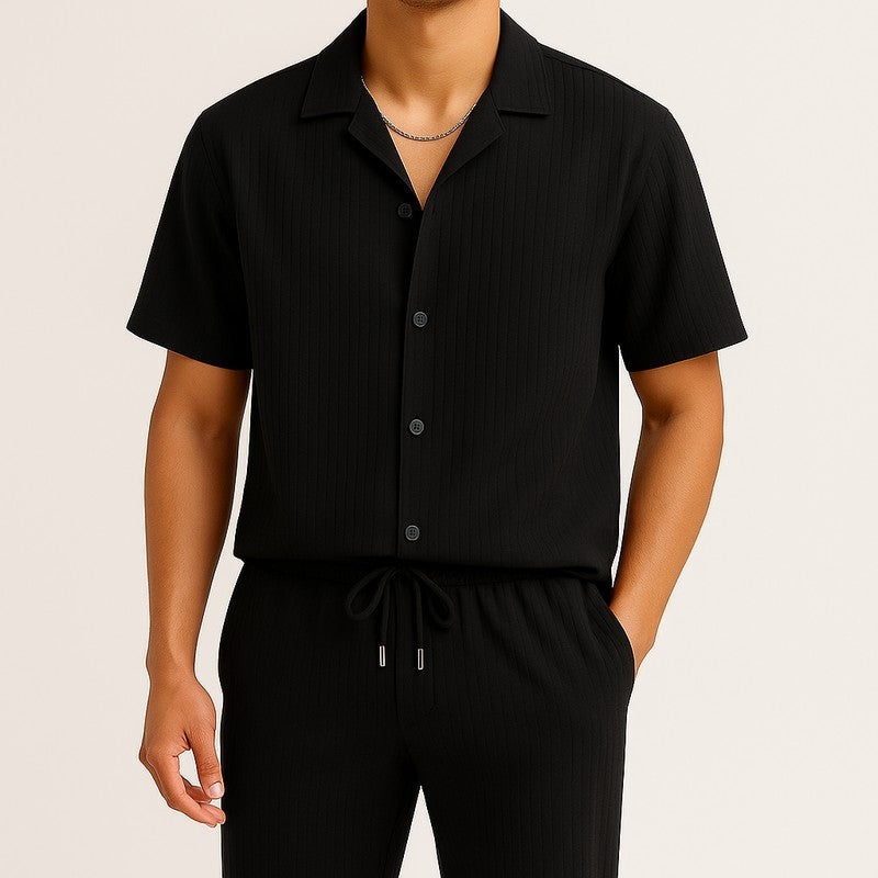 Relaxed Textured Short Sleeve Lounge Set