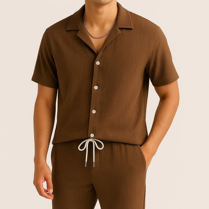 Relaxed Textured Short Sleeve Lounge Set
