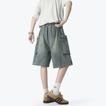 Relaxed Utility Pocket Denim Shorts