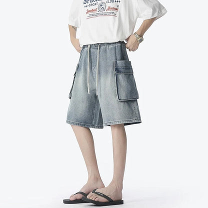 Relaxed Utility Pocket Denim Shorts