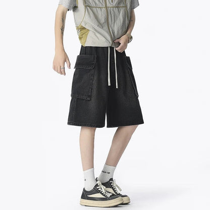 Relaxed Utility Pocket Denim Shorts