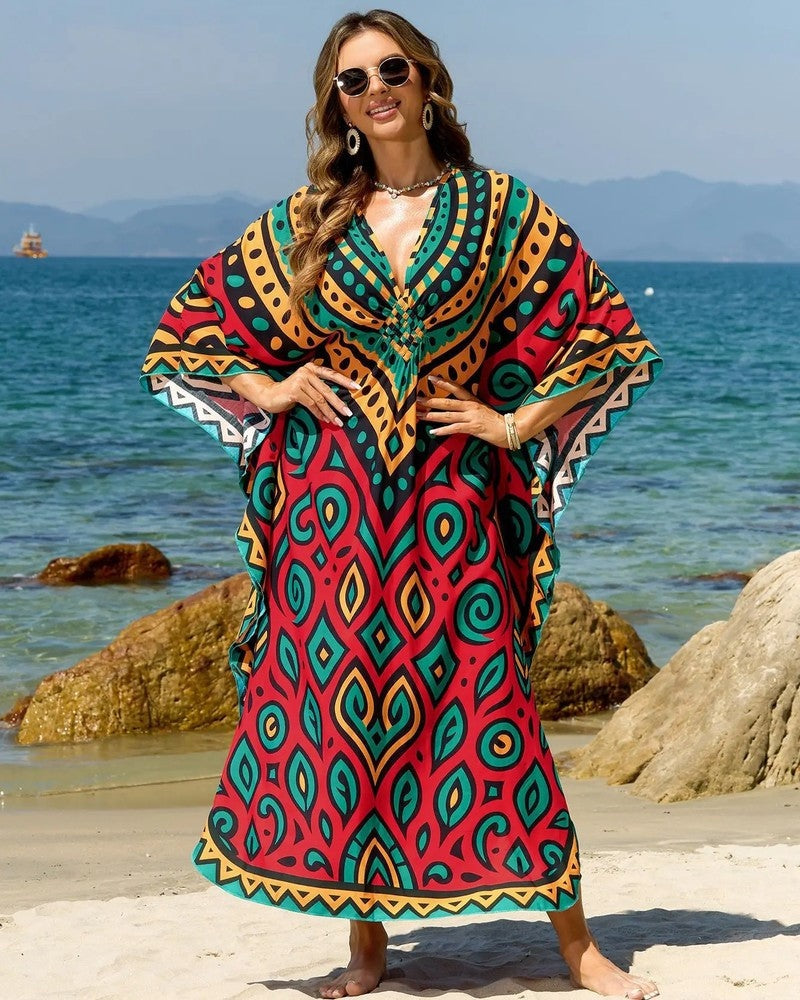 Relaxed V-Neck Maxi Cover Up