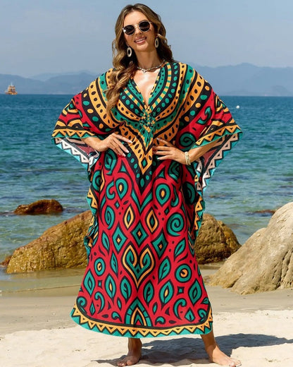 Relaxed V-Neck Maxi Cover Up