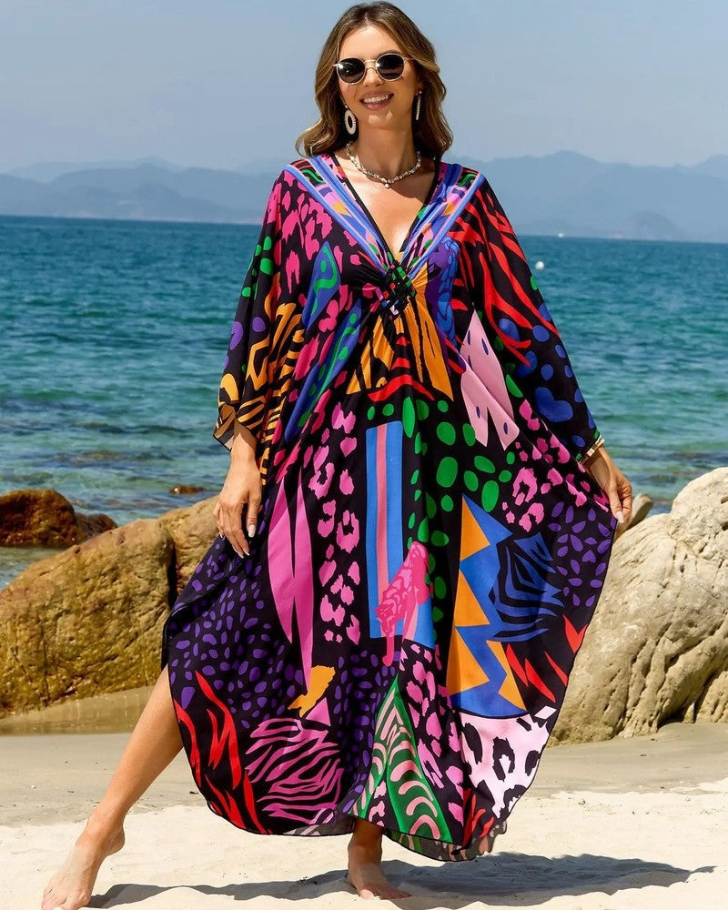 Relaxed V-Neck Maxi Cover Up