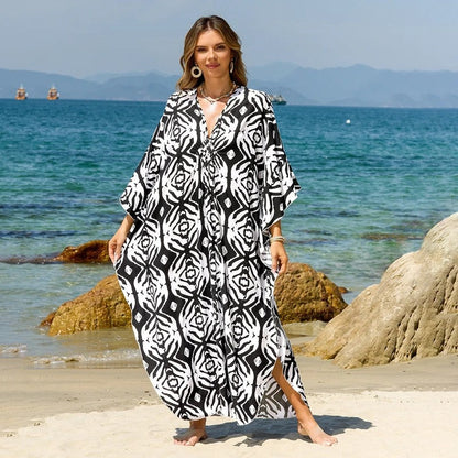 Relaxed V-Neck Maxi Cover Up