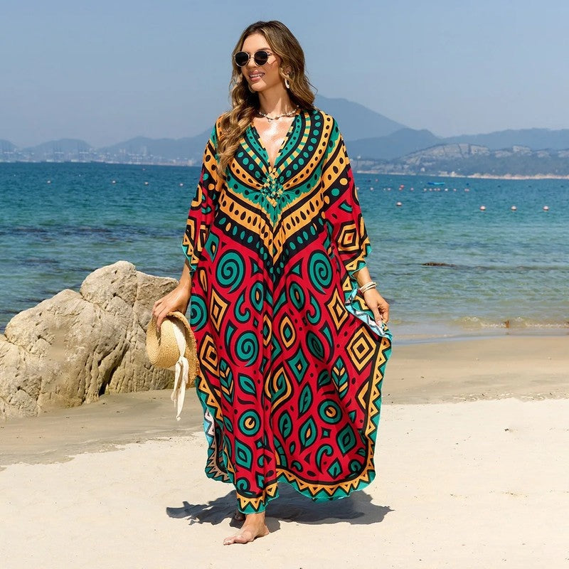 Relaxed V-Neck Maxi Cover Up