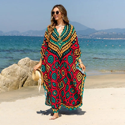 Relaxed V-Neck Maxi Cover Up