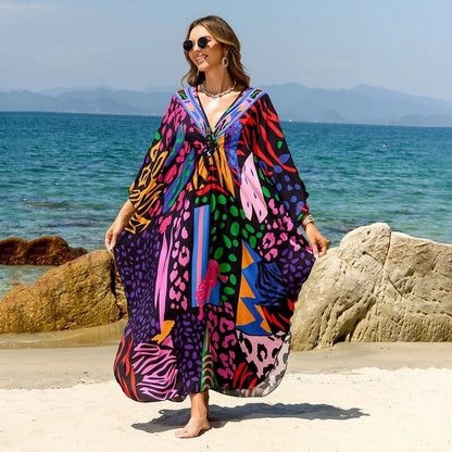 Relaxed V-Neck Maxi Cover Up