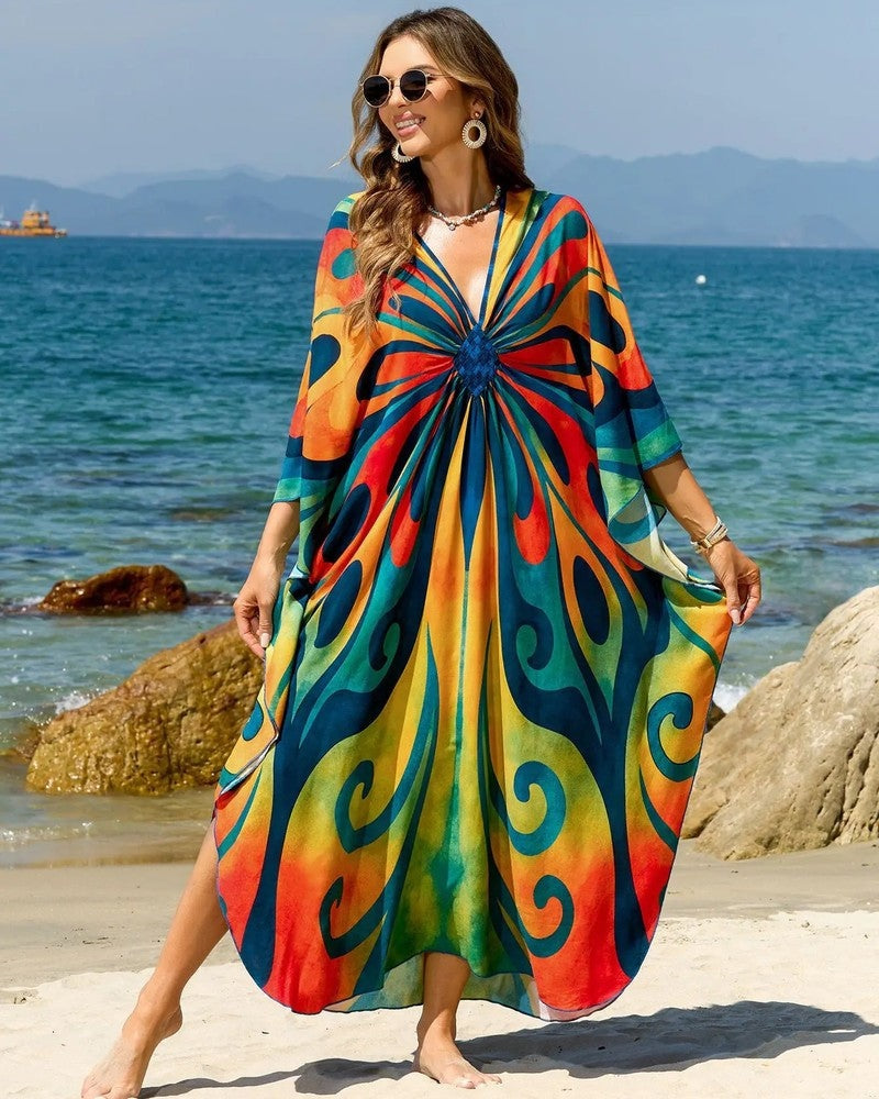 Relaxed V-Neck Maxi Cover Up