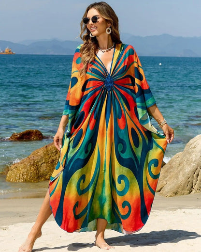 Relaxed V-Neck Maxi Cover Up
