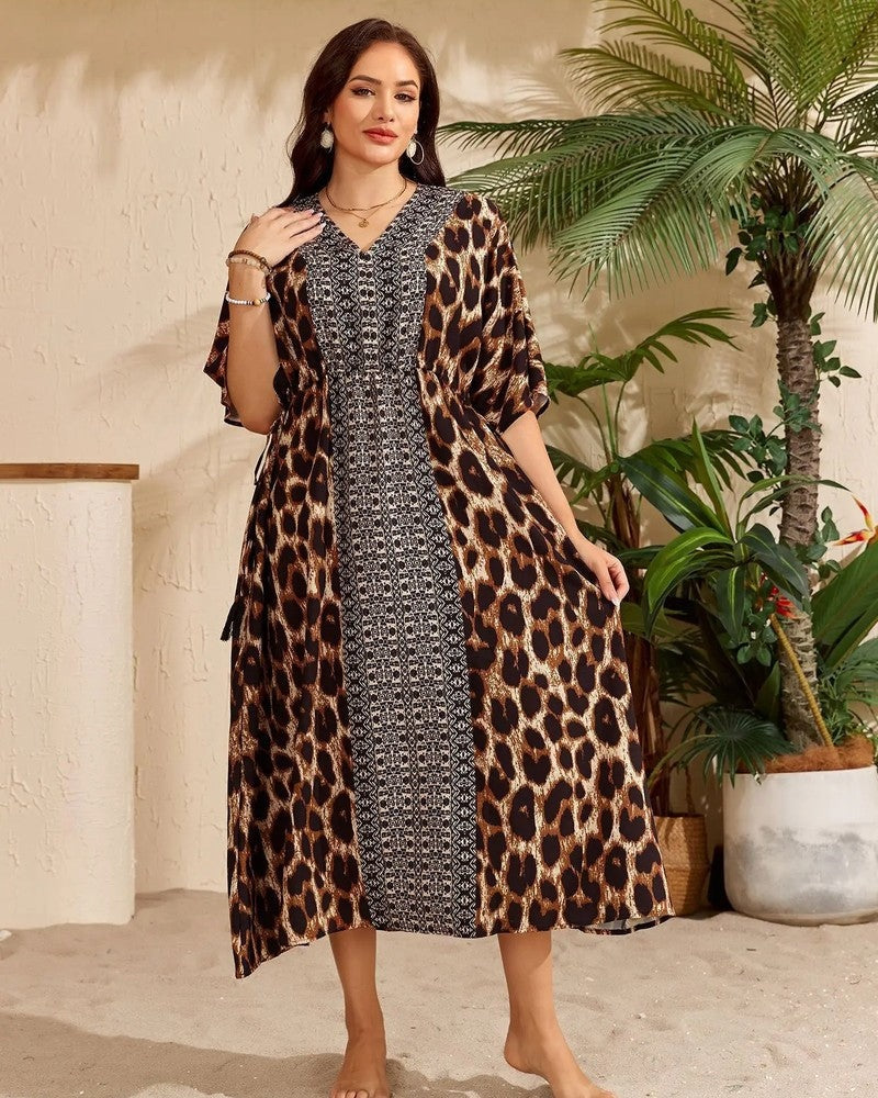 Plus Size Relaxed V-Neck Midi Cover Up