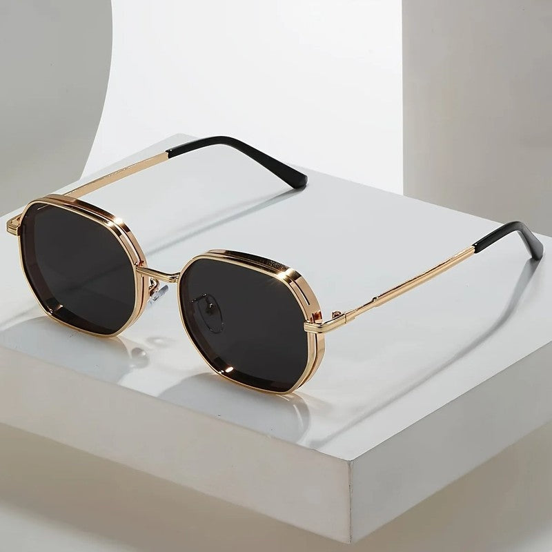 Renlor Geometric Metal Frame Sunglasses