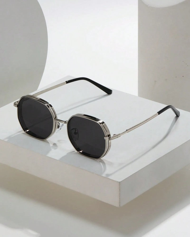 Renlor Geometric Metal Frame Sunglasses