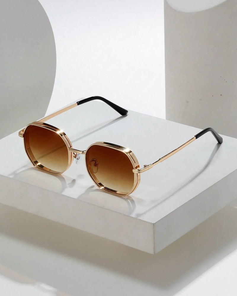 Renlor Geometric Metal Frame Sunglasses