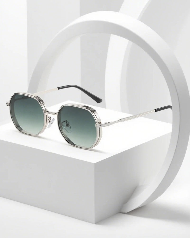 Renlor Geometric Metal Frame Sunglasses