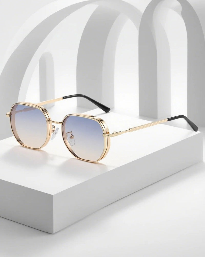 Renlor Geometric Metal Frame Sunglasses