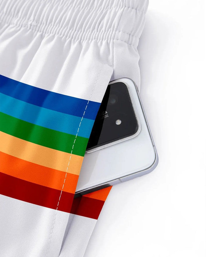Retro Stripe Elastic Waist Swim Trunks