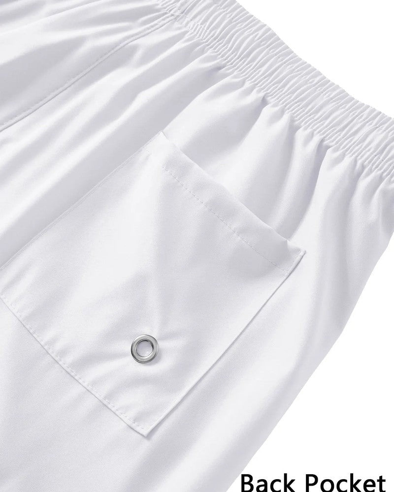Retro Stripe Elastic Waist Swim Trunks