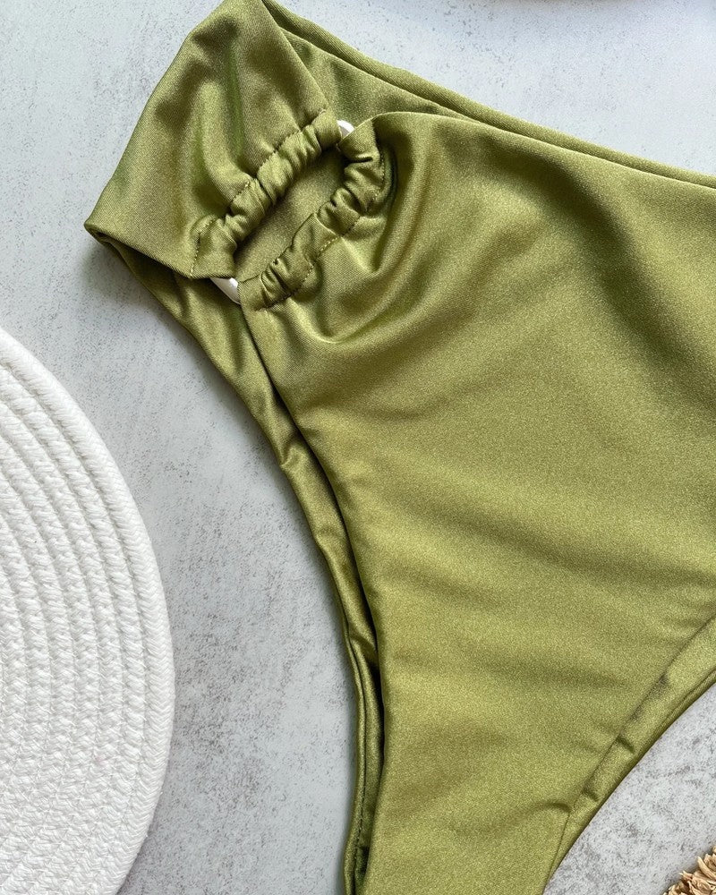 Ruched Bandeau High Waist Swimsuit