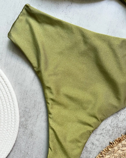 Ruched Bandeau High Waist Swimsuit