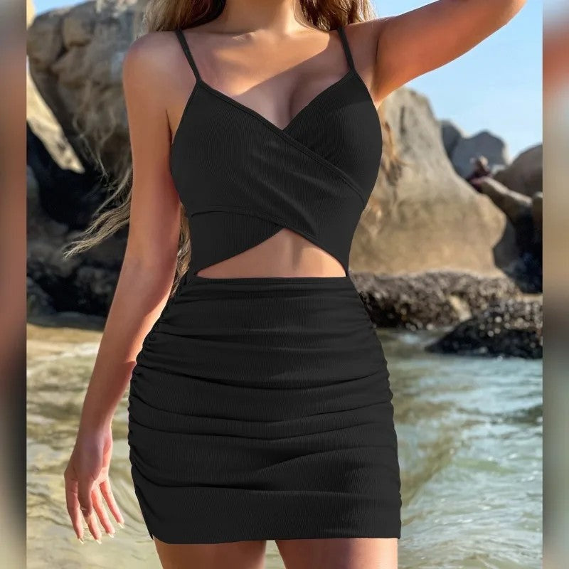 Ruched Cutout Bodycon Mini Dress