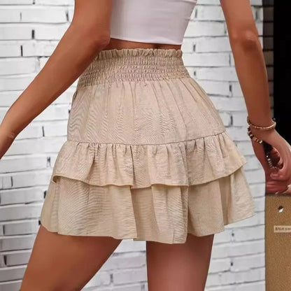 Ruffle Tiered Elastic Waist Shorts